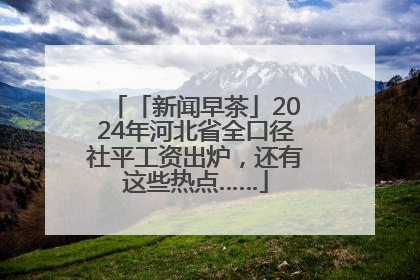 「新闻早茶」2024年河北省全口径社平工资出炉，还有这些热点……