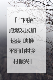 “四招”点燃发展加速度 助推平阳山村乡村振兴