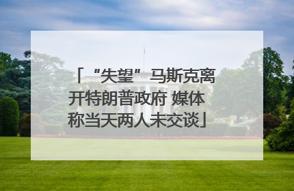 “失望”马斯克离开特朗普政府 媒体称当天两人未交谈