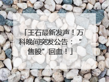 王石最新发声！万科晚间突发公告：“售股”回血！