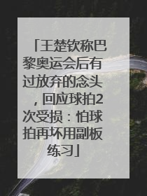 王楚钦称巴黎奥运会后有过放弃的念头，回应球拍2次受损：怕球拍再坏用副板练习