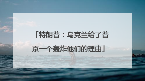 特朗普：乌克兰给了普京一个轰炸他们的理由