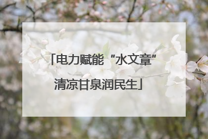 电力赋能“水文章” 清凉甘泉润民生