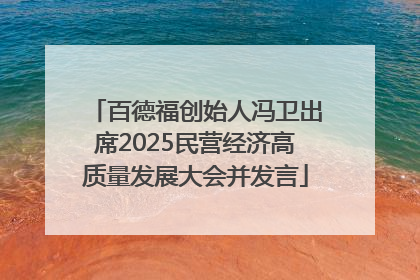 百德福创始人冯卫出席2025民营经济高质量发展大会并发言