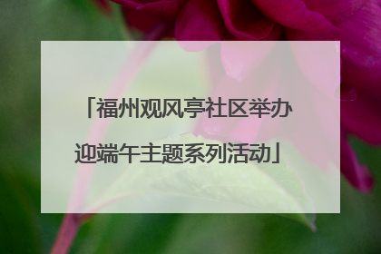 福州观风亭社区举办迎端午主题系列活动