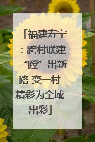 福建寿宁：跨村联建“蹚”出新路 变一村精彩为全域出彩