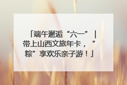 端午邂逅“六一”｜带上山西文旅年卡，“粽”享欢乐亲子游！