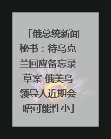俄总统新闻秘书：待乌克兰回应备忘录草案 俄美乌领导人近期会晤可能性小