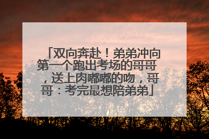 双向奔赴！弟弟冲向第一个跑出考场的哥哥，送上肉嘟嘟的吻，哥哥：考完最想陪弟弟