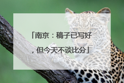 南京：稿子已写好，但今天不谈比分