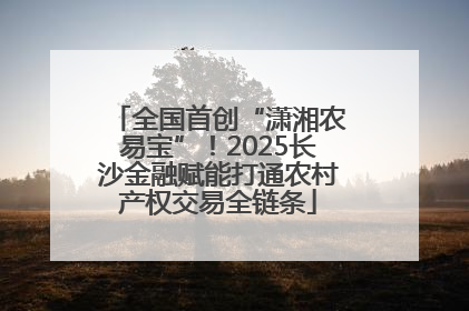 全国首创“潇湘农易宝”！2025长沙金融赋能打通农村产权交易全链条
