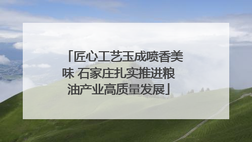 匠心工艺玉成喷香美味 石家庄扎实推进粮油产业高质量发展