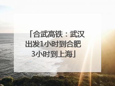 合武高铁：武汉出发1小时到合肥3小时到上海
