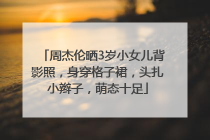 周杰伦晒3岁小女儿背影照，身穿格子裙，头扎小辫子，萌态十足