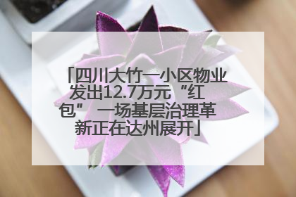 四川大竹一小区物业发出12.7万元“红包” 一场基层治理革新正在达州展开