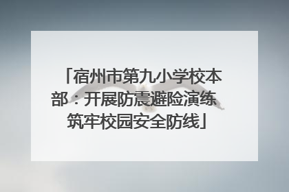 宿州市第九小学校本部：开展防震避险演练 筑牢校园安全防线