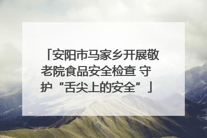 安阳市马家乡开展敬老院食品安全检查 守护“舌尖上的安全”