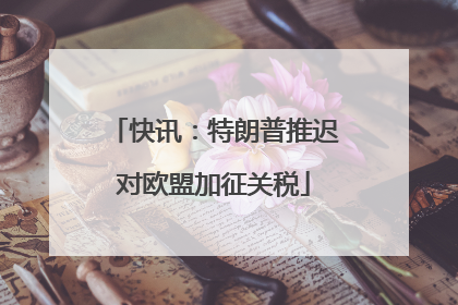 快讯：特朗普推迟对欧盟加征关税