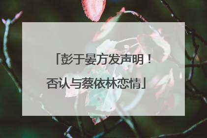 彭于晏方发声明！否认与蔡依林恋情