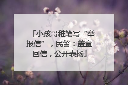 小孩哥稚笔写“举报信”，民警：盖章回信，公开表扬