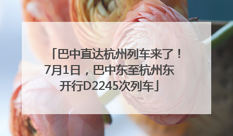 巴中直达杭州列车来了！7月1日，巴中东至杭州东开行D2245次列车