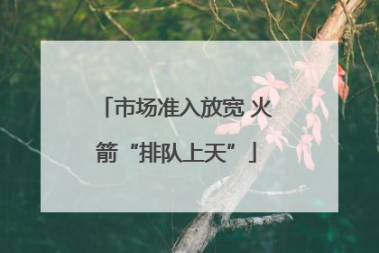市场准入放宽 火箭“排队上天”