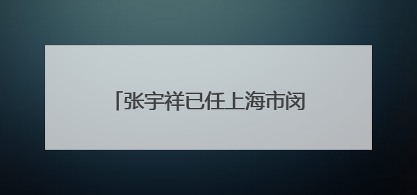 张宇祥已任上海市闵行区委常委、副区长