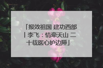 报效祖国 建功西部丨李飞：情牵天山 二十载医心护边陲