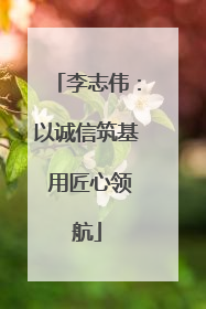 李志伟：以诚信筑基 用匠心领航