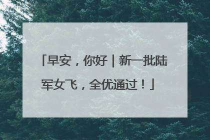 早安，你好｜新一批陆军女飞，全优通过！