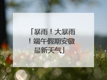 暴雨！大暴雨！端午假期安徽最新天气