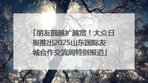 朋友圈越扩越宽！大众日报推出2025山东国际友城合作交流周特别报道