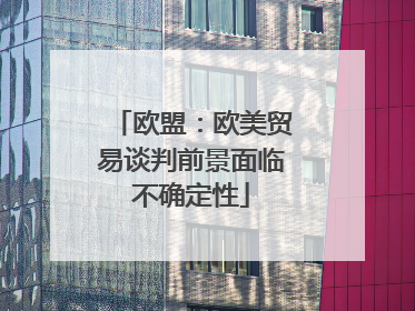 欧盟：欧美贸易谈判前景面临不确定性