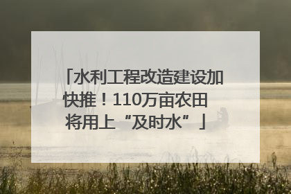 水利工程改造建设加快推！110万亩农田将用上“及时水”