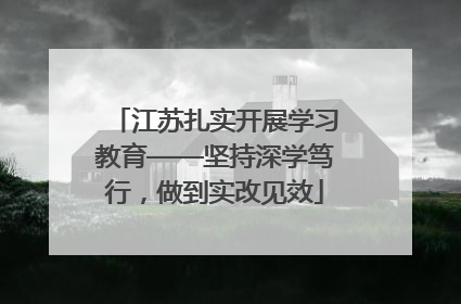 江苏扎实开展学习教育——坚持深学笃行，做到实改见效