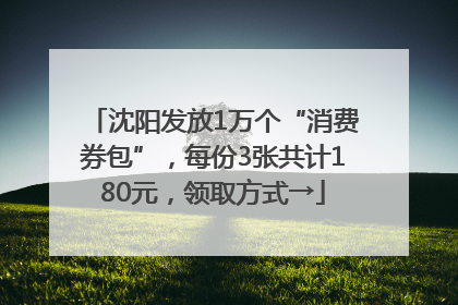 沈阳发放1万个“消费券包”，每份3张共计180元，领取方式→