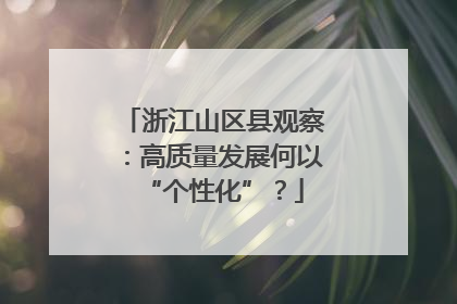 浙江山区县观察：高质量发展何以“个性化”？