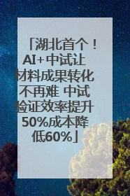 湖北首个！AI+中试让材料成果转化不再难 中试验证效率提升50%成本降低60%