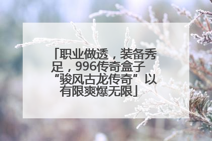 职业做透，装备秀足，996传奇盒子“骏风古龙传奇”以有限爽爆无限