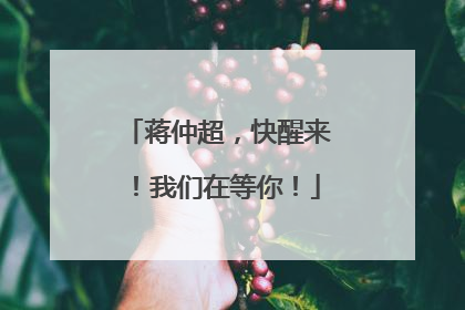 蒋仲超，快醒来！我们在等你！