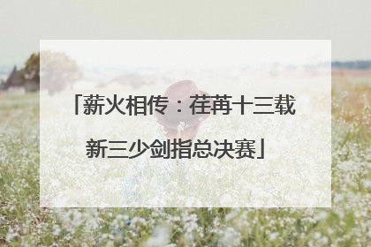 薪火相传：荏苒十三载 新三少剑指总决赛