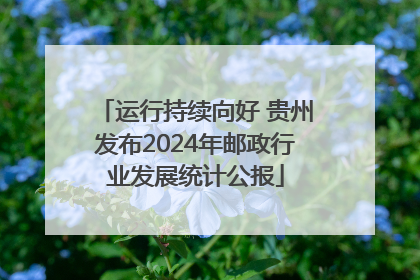 运行持续向好 贵州发布2024年邮政行业发展统计公报