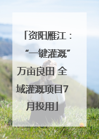 资阳雁江：“一键灌溉”万亩良田 全域灌溉项目7月投用