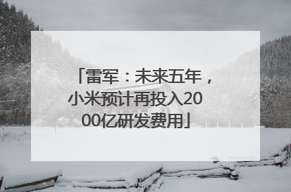 雷军：未来五年，小米预计再投入2000亿研发费用