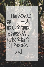顾家家居第二、三大股东全部股份被冻结，债权金额合计约20亿元