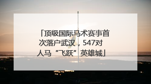 顶级国际马术赛事首次落户武汉，547对人马“飞跃”英雄城