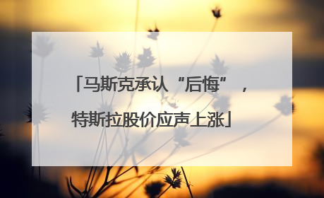 马斯克承认“后悔”，特斯拉股价应声上涨