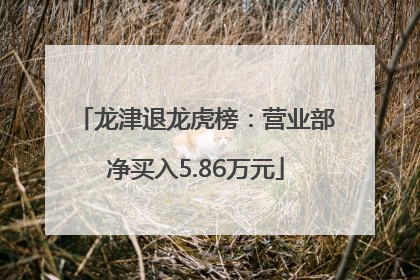 龙津退龙虎榜：营业部净买入5.86万元