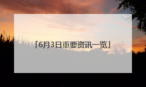 6月3日重要资讯一览