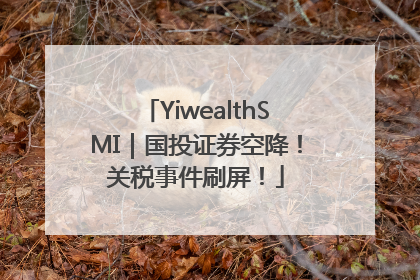 YiwealthSMI｜国投证券空降！关税事件刷屏！